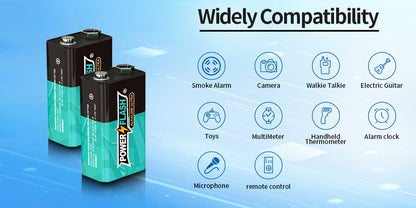 Premium 9V Alkaline Batteries | 6LR61 9-Volt - POWERFLASH