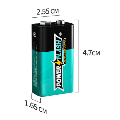 Premium 9V Alkaline Batteries | 6LR61 9-Volt - POWERFLASH