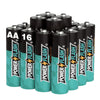 AA Alkaline Batteries (16-Pack), 1.5V Double A Battery - Power Flash