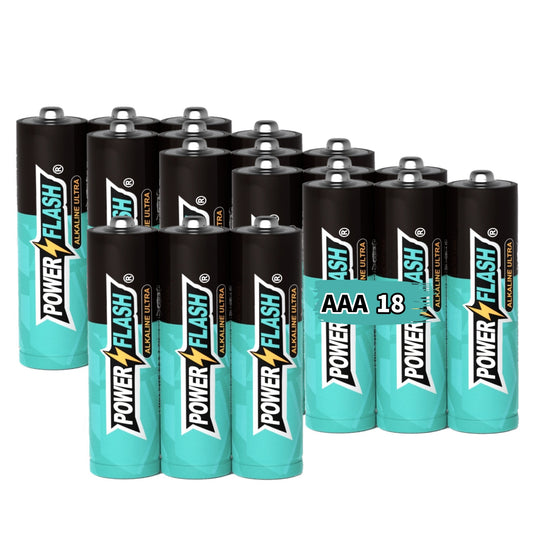 AAA Alkaline Power Flash Batteries (18-Pack), 10-Year Shelf Life & Leak-Proof for High-Drain Devices